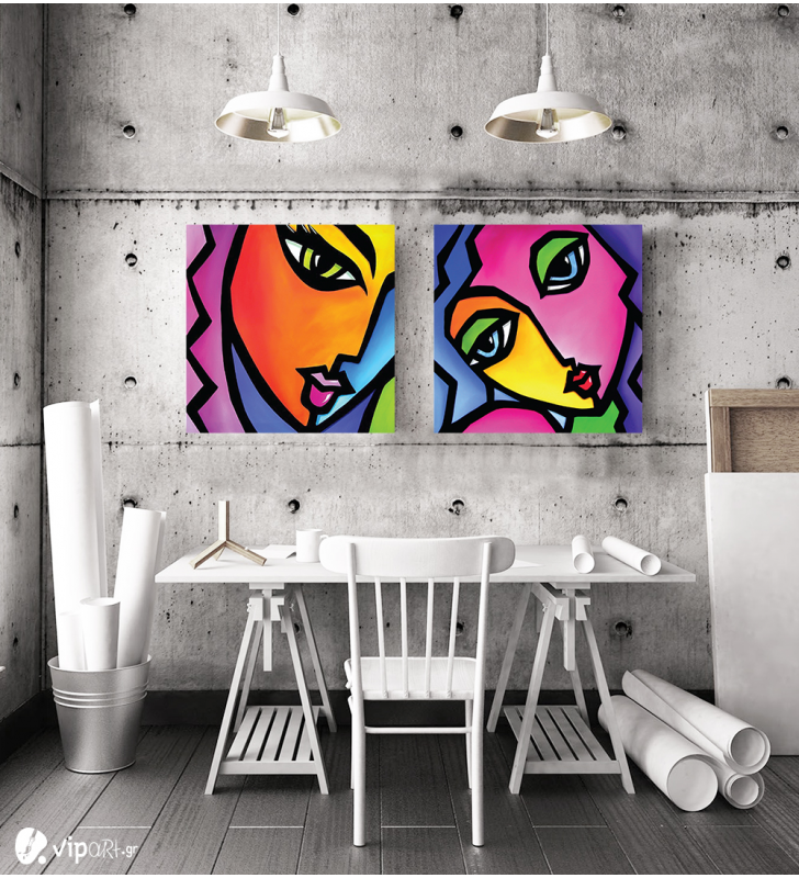 Σύνθεση Με Πίνακες Καμβάδες 60x60 - 2 Τεμάχια - Colors