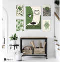 Σύνθεση με πίνακες Καμβάδες Green and Black Vintage x Modern - 4 Τεμάχια 30x 20  & 1 Tεμάχιο 60 X 40