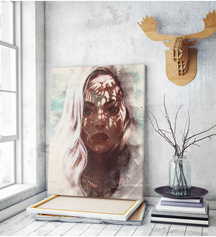 Πίνακας σε Καμβά :Water Color Art Lady Portrait