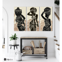 Σύνθεση με Πίνακες σε Καμβά-3 τεμάχια 40x80-African Silhuette