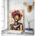 Πίνακας σε Καμβά : Lady oil effect figure with flowers