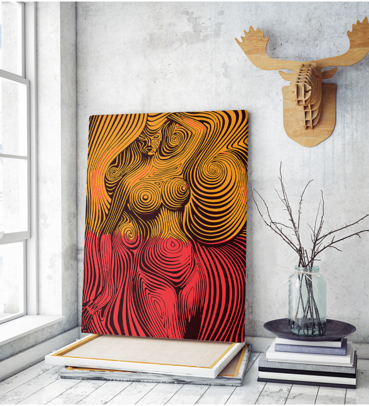 Πίνακας σε Καμβά : Orange n Red Abstract art