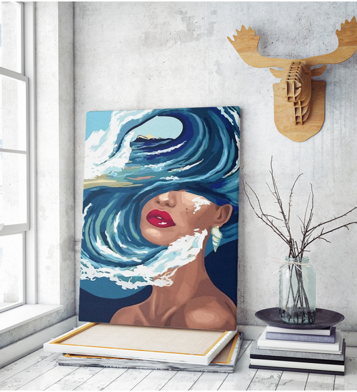 Πίνακας σε Καμβά : Woman Painting Sea