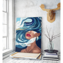 Πίνακας σε Καμβά : Woman Painting Sea