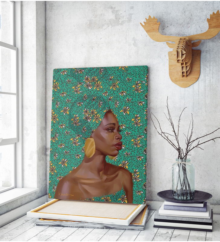 Πίνακας σε Καμβά : Cyan Portrait African Woman