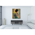 Πίνακας σε Καμβά : Beautiful Indian Painting Girl with parrot