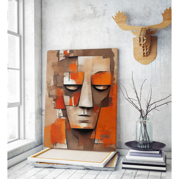 Πίνακας σε Καμβά Orange Abstract Face Painting