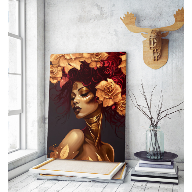 Πίνακας σε Καμβά Beautiful Painting Face with Flowers