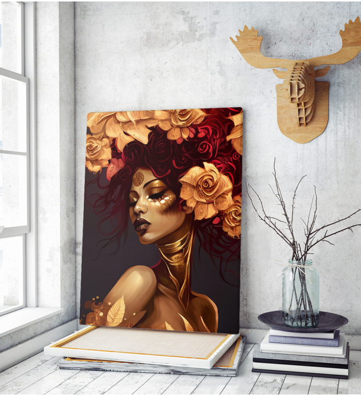 Πίνακας σε Καμβά Beautiful Painting Face with Flowers