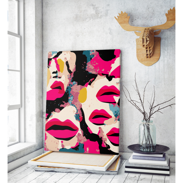 Πίνακας σε Καμβά Abstact Art Magenta Lips