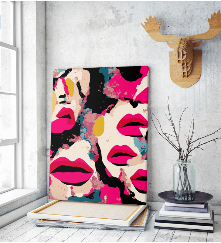 Πίνακας σε Καμβά Abstact Art Magenta Lips