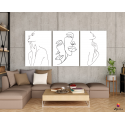 Σύνθεση Με Πίνακες Καμβάδες 70x50 - 3 Τεμάχια - Line Art Silhouettes