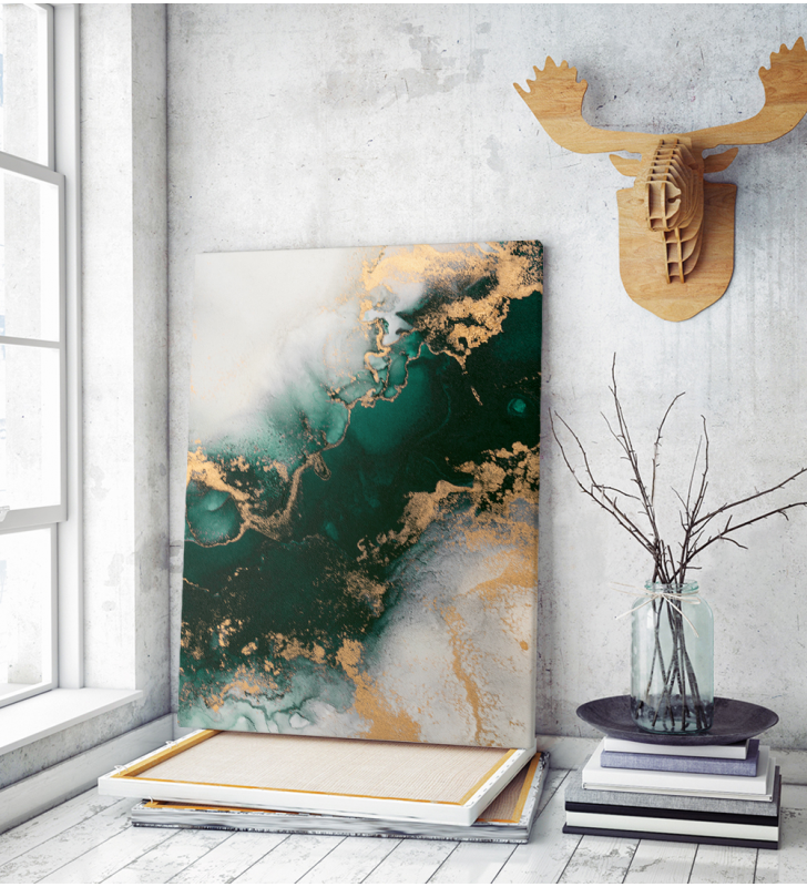 Πίνακας σε Καμβά Green&Gold ink