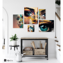 Σύνθεση Με Πίνακες Καμβάδες 95x75- 5 Τεμάχια - Colorful Eye Synthesis