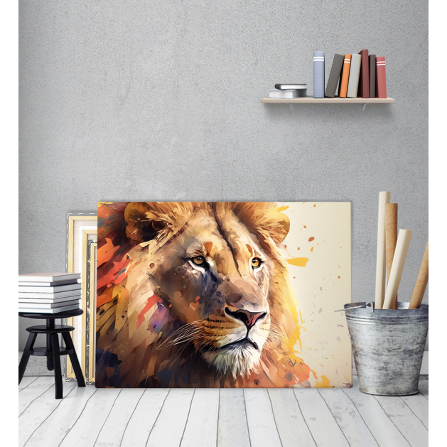 Πίνακας σε Καμβά : Lion Watercolor Canvas