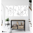 Σύνθεση Με Πίνακες Καμβάδες 60x40 - 3 Τεμάχια - Line Art Portraits