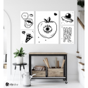 Σύνθεση με πίνακες Καμβάδες 72x114 - Black and White Apple Nope Pizza Yes