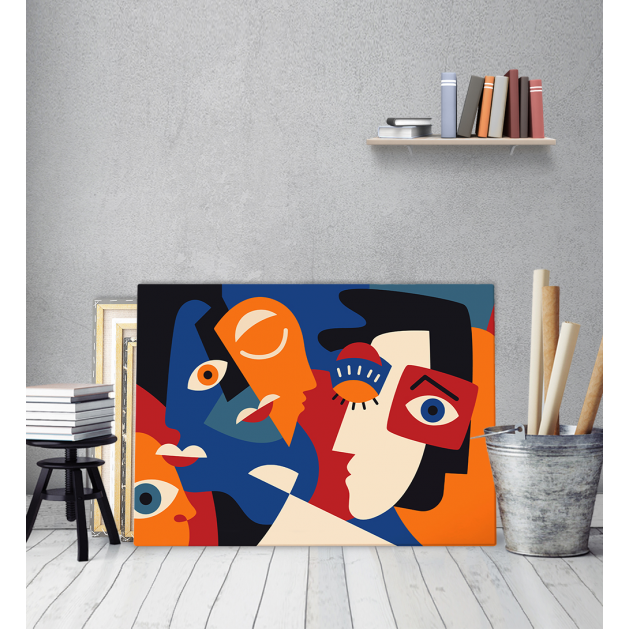 Πίνακας σε Καμβά Abstract Colorful Faces