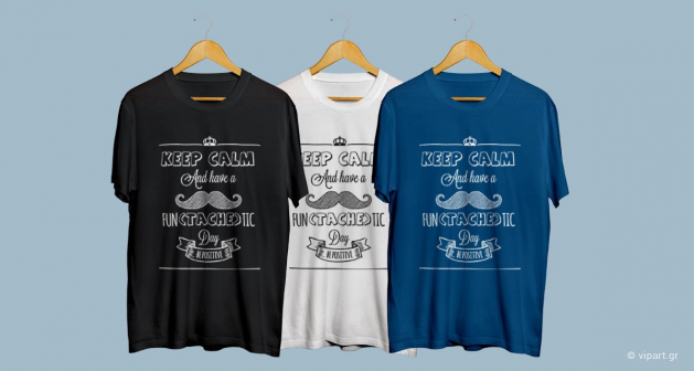Εκτύπωση σε μπλουζάκι keep calm and have a fun(tache)tic day