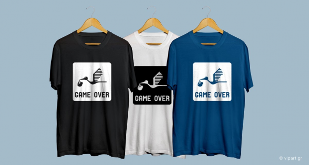 Εκτύπωση σε μπλουζάκι " Game over - Ο Πελαργός ήρθε  "