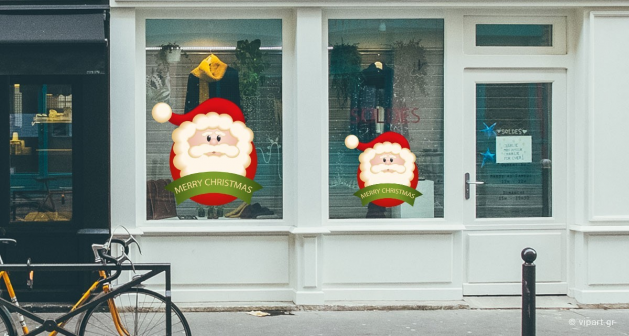 Αυτοκόλλητο Χριστουγέννων "Merry Christmas & Santa"