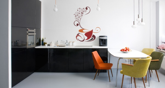 Αυτοκόλλητο Τοίχου "Coffee Floral"