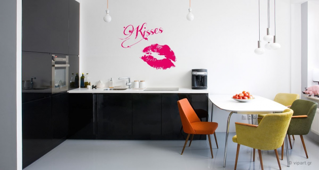 Αυτοκόλλητο Τοίχου "Kisses Lips"