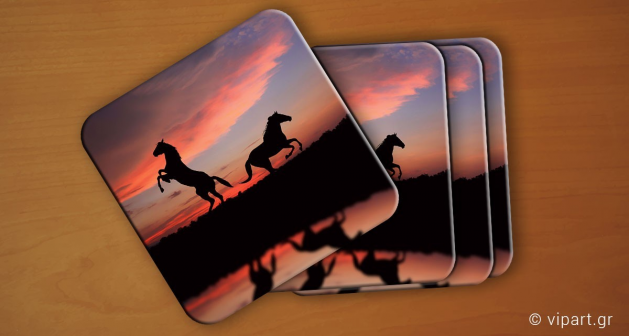 Σουβερ 6 τεμάχια Horses Sunset