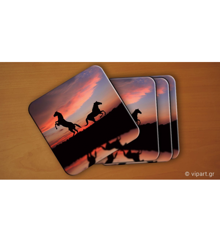Σουβερ 6 τεμάχια Horses Sunset