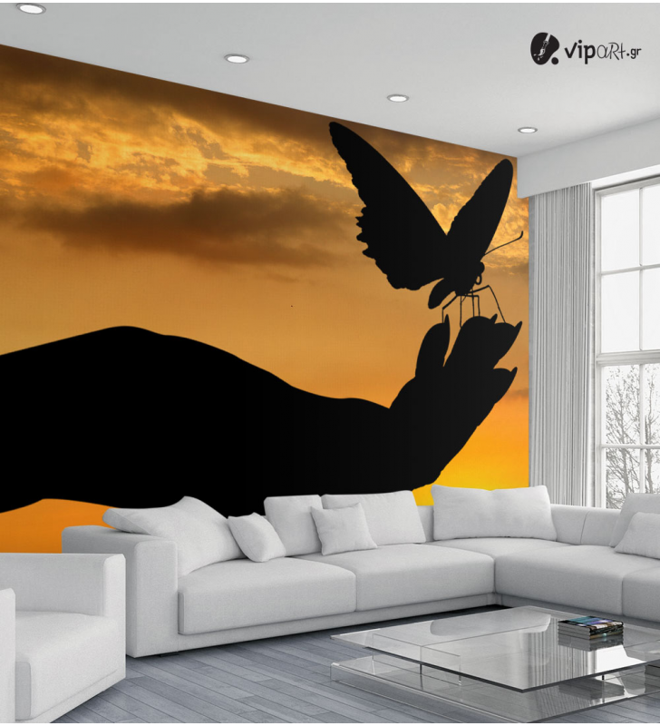 Ταπετσαρία Τοίχου Woman hand & Butterfly