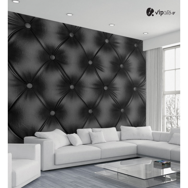 Ταπετσαρία Τοίχου μαύρο δέρμα Leather Lux