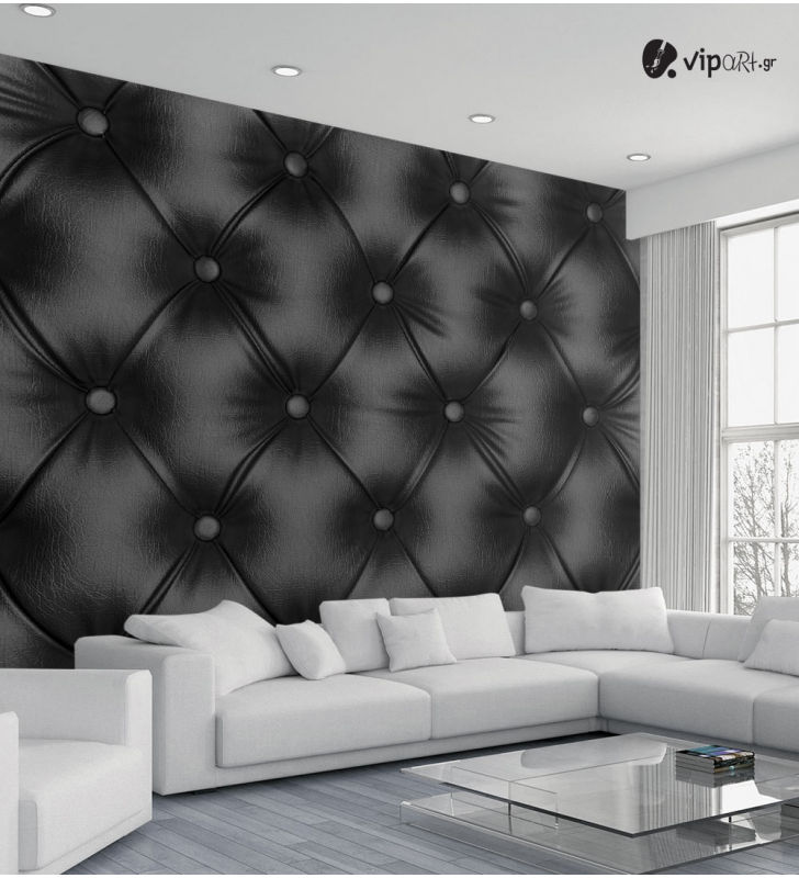 Ταπετσαρία Τοίχου μαύρο δέρμα Leather Lux