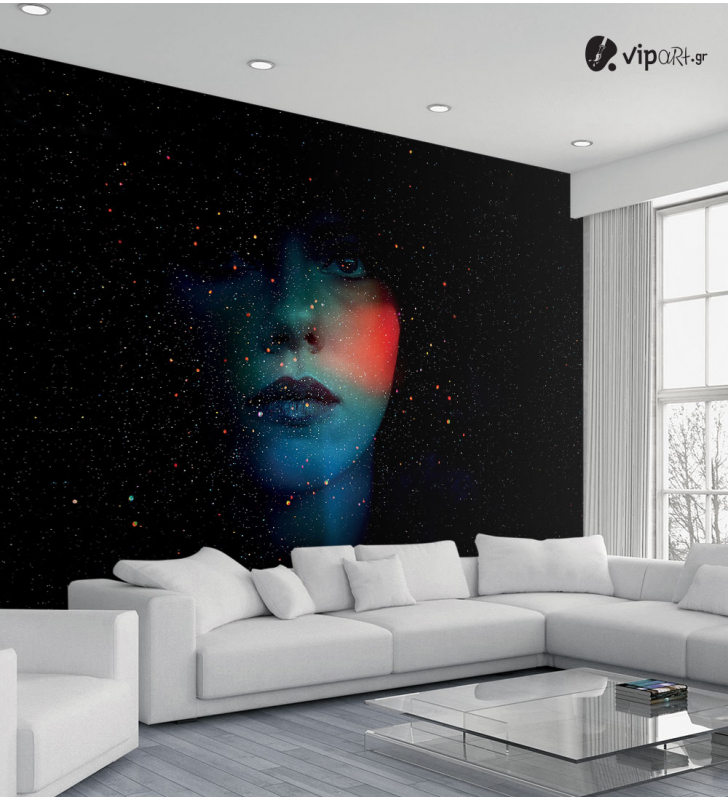 Ταπετσαρία Τοίχου Galaxy Girl Abstract Face