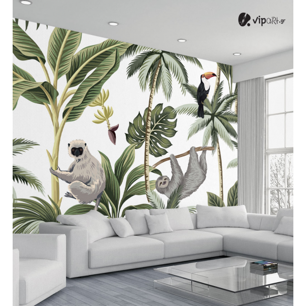 Ταπετσαρία Τοίχου Tropical vintage animals Exotic jungle