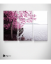 Καμβάς Τρίπτυχος Πίνακας Ροζ Δέντρο Με Βάρκα