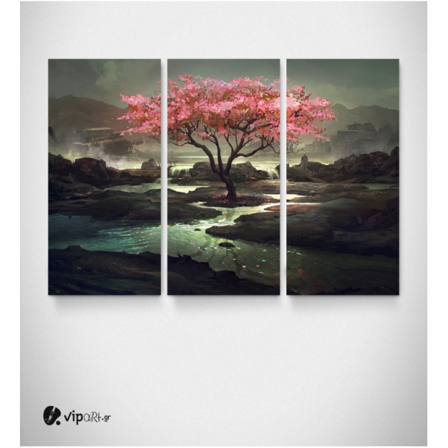 Καμβάς Τρίπτυχος Πίνακας Ζωγραφικής Cherry Blossom Tree