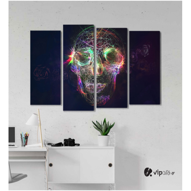 Πίνακας Καμβάς Τετράπτυχος  abstract skull