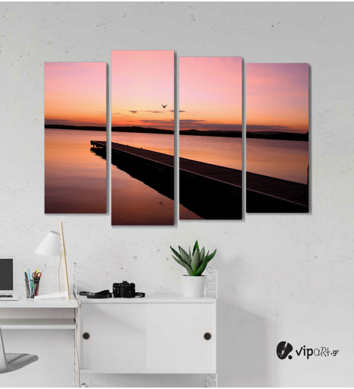 Πίνακας Καμβάς Τετράπτυχος Sunset View -  Ηλιοβασίλεμα
