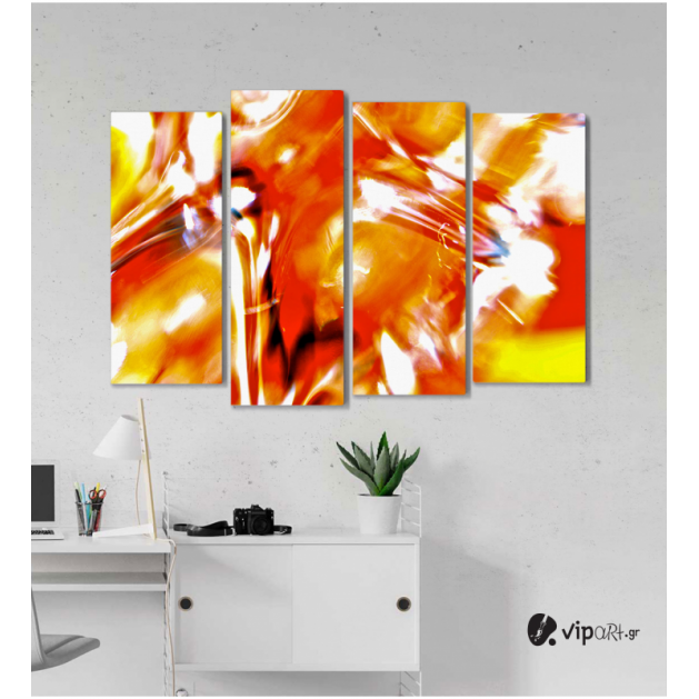 Πίνακας Καμβάς Τετράπτυχος Orange Artistic Paint - Πορτοκαλί καλλιτεχνικό χρώμα