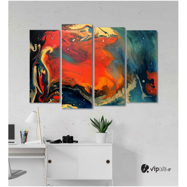 Πίνακας Καμβάς Τετράπτυχος Colored Wavy Design - Χρωματιστό κυματιστό σχέδιο