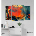 Πίνακας Καμβάς Τετράπτυχος Colored Wavy Design - Χρωματιστό κυματιστό σχέδιο