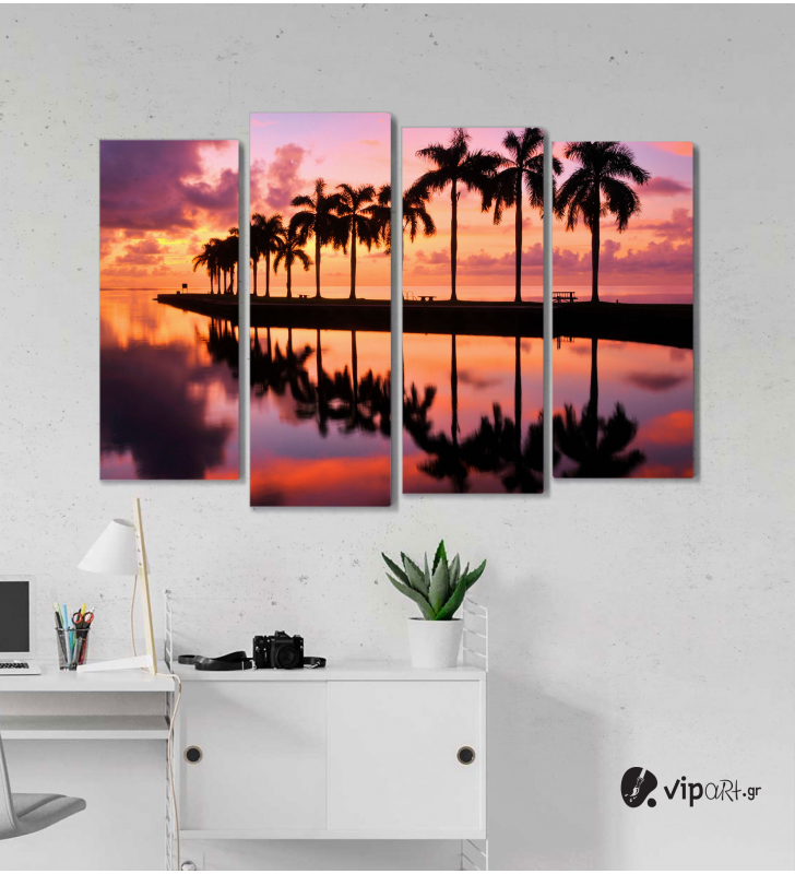 Πίνακας Καμβάς Τετράπτυχος Palmetto Bay Miami