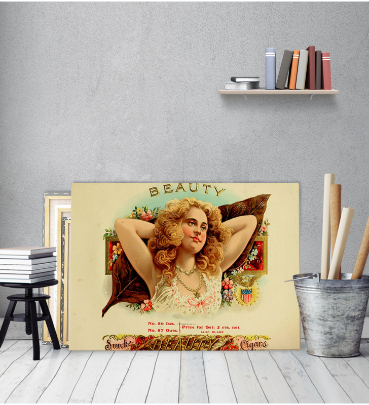 Πίνακας Καμβάς Vintage Διαφήμιση smoke beauty cigars