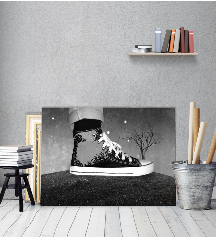 Πίνακας Καμβάς All Star παπούτσι Black and White