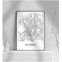 Εκτύπωση σε Αφίσα φωτογραφικό Χαρτί Madrid Spain Map black and white