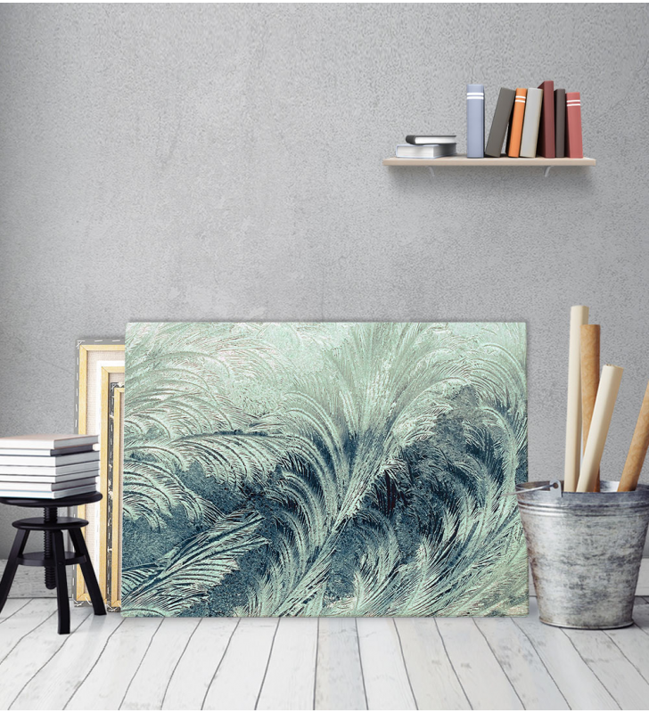 Μοντέρνος Πίνακας Καμβάς για σαλόνι Leaf Feather