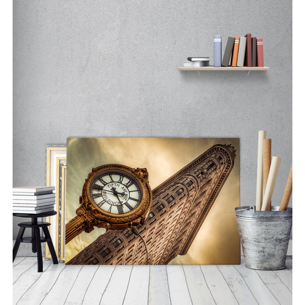 Πίνακας Καμβάς vintage ρολόι- Brown Watch New York City Manhattan