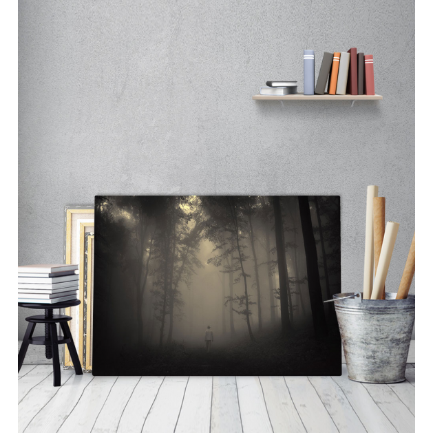 Πίνακας Καμβάς Ομίχλη Δάσος Fog Forest Man