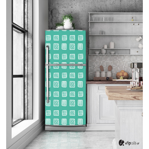 Αυτοκόλλητο Ψυγείου με εκτύπωση " Retro Style Geometric Squares "
