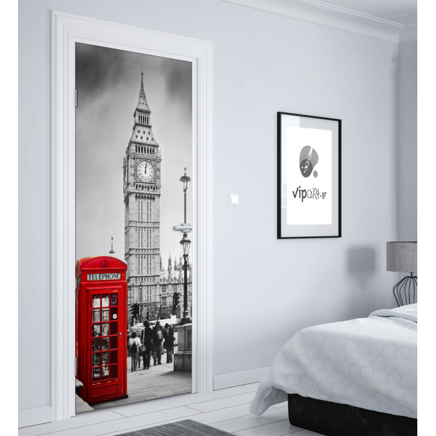 Αυτοκόλλητο Πόρτας με εκτύπωση  "London Black&White Red"